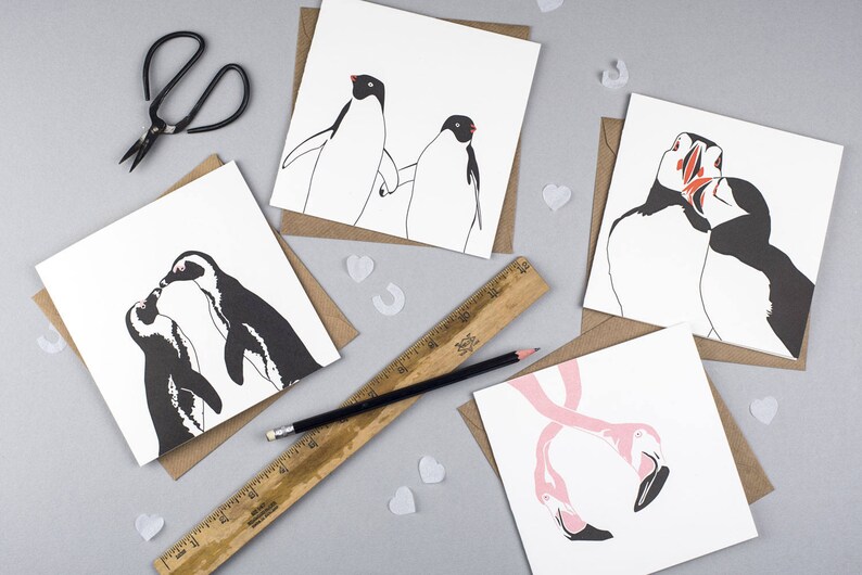 Anniversary card Christmas Love card Christmas for him Christmas for her African Penguin Card penguin love Penguin Love Card image 3