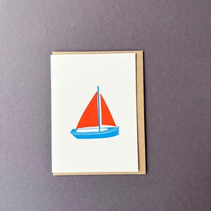 Carte de correspondance bateau - Merci - Carte bord de mer - Cartes typographiques - Petites cartes - Bateau jouet - Étiquette cadeau - Carte d'anniversaire - Plage