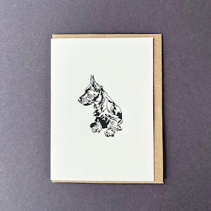 Carte chiots Scottie - Cartes de remerciement - Cartes typographiques - Petites cartes - Carte d'anniversaire - Carte Terrier écossais - Carte promeneur de chien