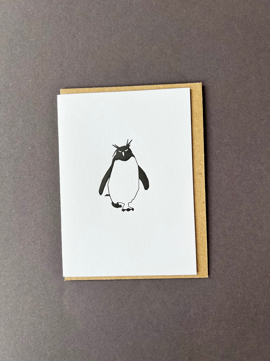 Rockhopper Penguin Card - Penguin Card - Letterpress Note Card ...