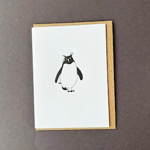 Rockhopper Pinguin Karte - Pinguin Karte - Letterpress Grußkarte - Lehrer Karte - Frecher Pinguin - Dankeschön Geschenkanhänger - Pinguin Grußkarte