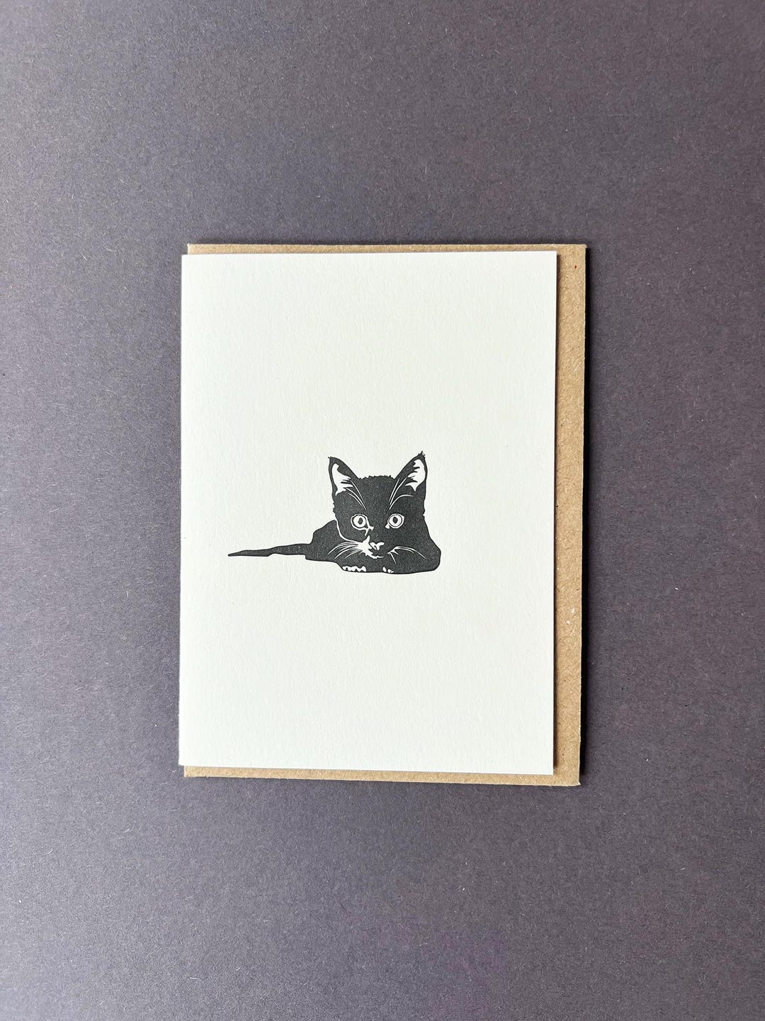 Black Kitten Card - Cute Kitten Note Card - Letterpress Note Cards ...