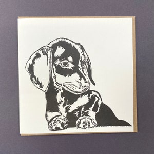 Dackel Hund Karte - Geburtstagskarte - Letterpress - Dackel Welpe - Hundekarte - Kinder Geburtstag - Dackel Karte - Vatertag - Dackel