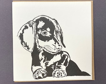 Dachshund Dog card - Birthday Card - Letterpress - Dachshund Puppy - Dog card - Kids birthday - Dachshund card - Fathers day - Sausage dog