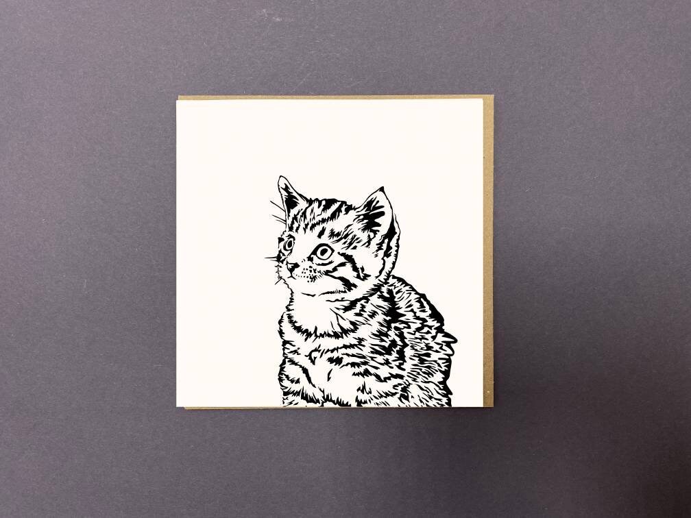 Cute Card Cute Cat Kitten Card Cat Birthday Card Etsy