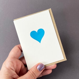 Neon Blau Liebe Herz Karte - Geschenkanhänger - Achtung - Letterpress Nachricht - Kleine Karte - Kleine Karte - Karte für Sie - Karte für Ihn