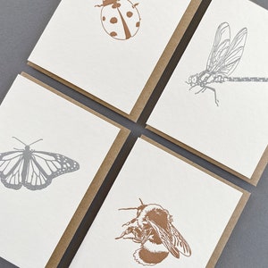 Thank you notes Metallic Insects Card Set Insects card bug cards letterpress Gift tags Gift cards Christmas note card bee image 3