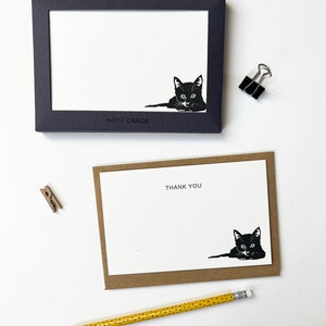 Correspondentiekaarten Black Cat - boekdrukbriefjes - notitiekaarten - bedankkaarten - blanco kaarten - uitnodigingen - verjaardag - bedankje voor kerst
