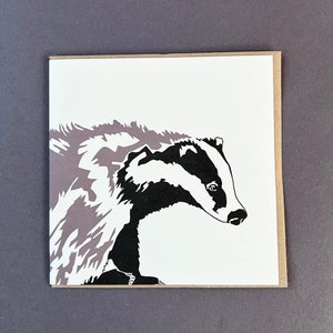 Dassenkaart - verjaardag - dierenkaarten - blanco kaarten - bosdieren - boekdrukkaarten - natuurkaarten - Britse dieren in het wild - kinderverjaardag