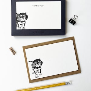 Cavalier King Charles Postkarten-Set Letterpress - Dankeskarten - Blankokarten - Einladung - Flache Karte - Weihnachten Dankeschön