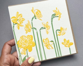 Daffodil Card - Contemporary Daffodil Card - Spring Flower Card - Mother's day - Daffodils - Birthday Card - Letterpress Daffodils