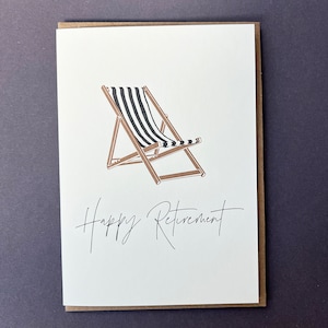 Chaise longue - Typographie - Retraite - nouvelle carte d'aventure - repos - Arrêtez de travailler - Bonne chance - Bonne retraite - Tout le meilleur