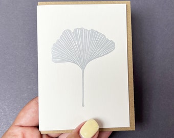 Ginkgo-Blatt – Detaillierte metallische Gingko-Karte – Gartenschatz – Gartenarbeit – Dankeskarten – Letterpress-Notiz – Lehrerkarte – Geschenkanhänger