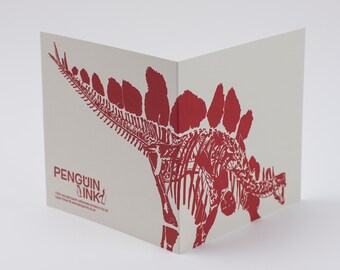 Dinosaur Birthday Cards - Dino cards - Blank card - Stegosaurus card - Steg black - red - green - boys - Girls - letterpress - Christmas