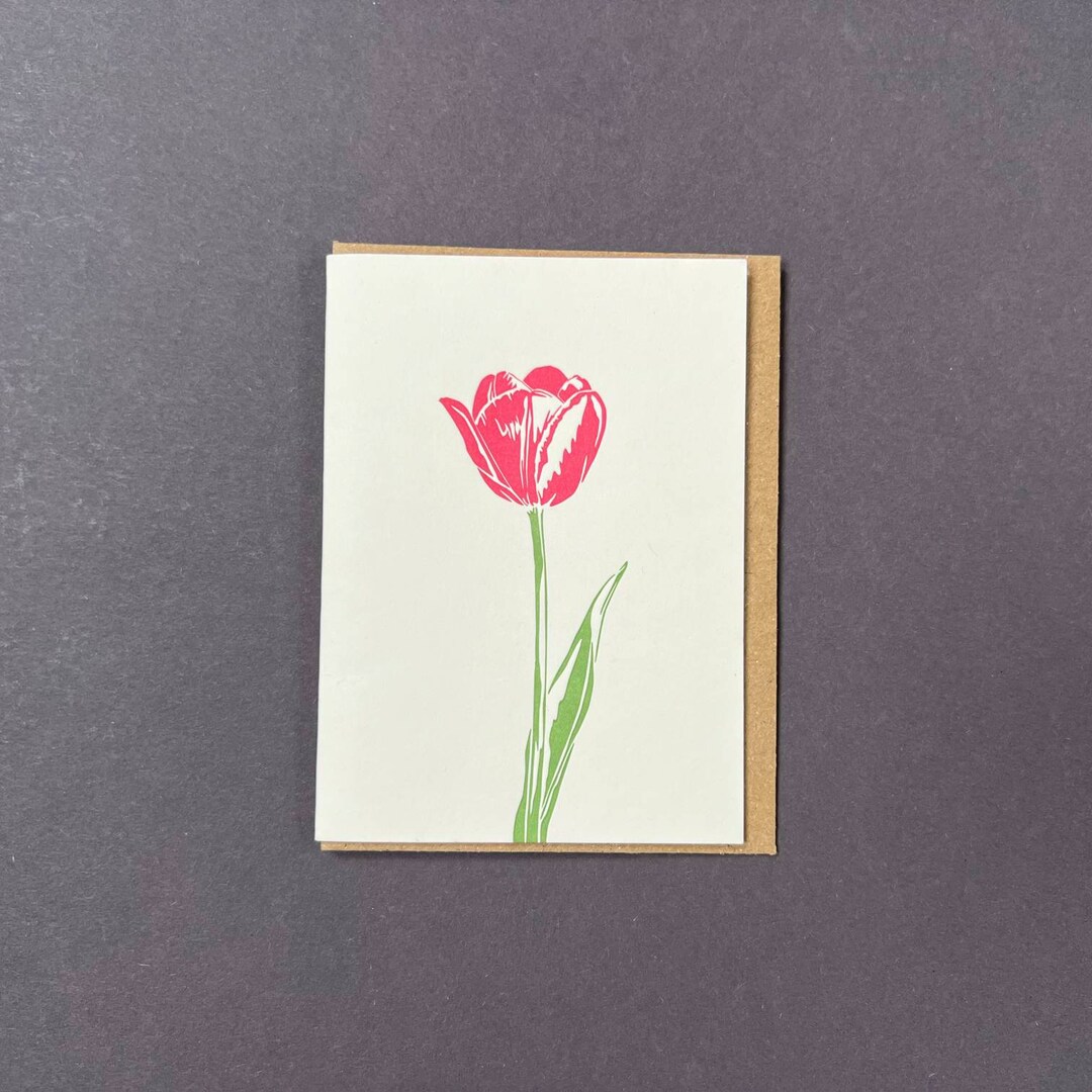Tulips Note Tulips Notecard Tulip Card Flower Card Floral Card Letterpress Card ...