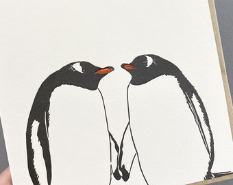 Gentoo Penguin card - Penguin Christmas card - Christmas card for wife - Wedding card - penguin love - Penguin Love card - Anniversary Card