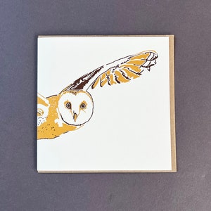 Schleiereule Karte - Geburtstagskarte - Vogelbeobachter Karte - Letterpress Karte - Kunst Grußkarten - Waldtiere - Kinder Geburtstag - Dankeskarte
