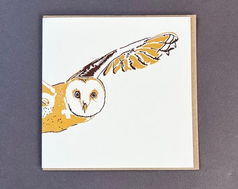 Barn Owl card - birthday card - birdwatcher card - Letterpress Card - Art Greeting Cards - woodland animals - Kids birthday - Thank you card