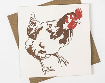 Tarjeta de felicitación de pollo - Tarjeta de gallina - Novia divertida para ser tarjeta - Tarjeta de Pascua - Tarjeta de notas - animales de granja - Tarjeta de boda del campo - Tarjeta en blanco
