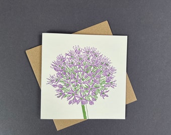 Allium Card - Contemporary Allium Card - Spring Flower Card - Allium Greeting Card - Floral card - Birthday Card - Letterpress Allium