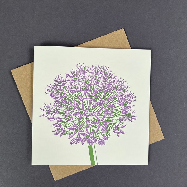 Allium Card - Contemporary Allium Card - Spring Flower Card - Allium Greeting Card - Floral card - Birthday Card - Letterpress Allium