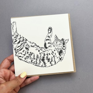 Carte de chat - Love cats - Cat stretch - chat détendu - carte de chaton mignon - chat qui s'étire - carte de chat mignon - chat endormi - carte de fête des mères chat