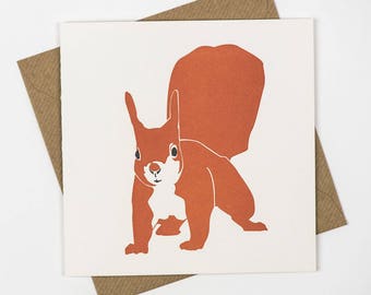 Red Squirrel - Forest Animals - Luxury - Woodland collection - Handmade Cards - Letterpress  - Birthday Card - Cute Squirrel - Christmas