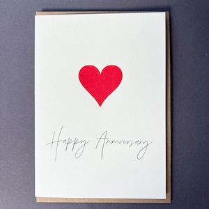 Biglietto d'amore - Anniversario - Stampa tipografica - Cuore rosso - biglietto per lei - biglietto per lui - Anniversario di matrimonio - Per loro - Marito - Moglie - Partner