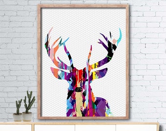 Contemporary printable deer poster 50x70 - deer wall art - deer head printable - INSTANT DIGITAL DOWNLOAD