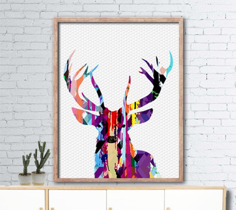 Contemporary Printable Deer Poster 50x70 Deer Wall Art Deer Head Printable INSTANT DIGITAL