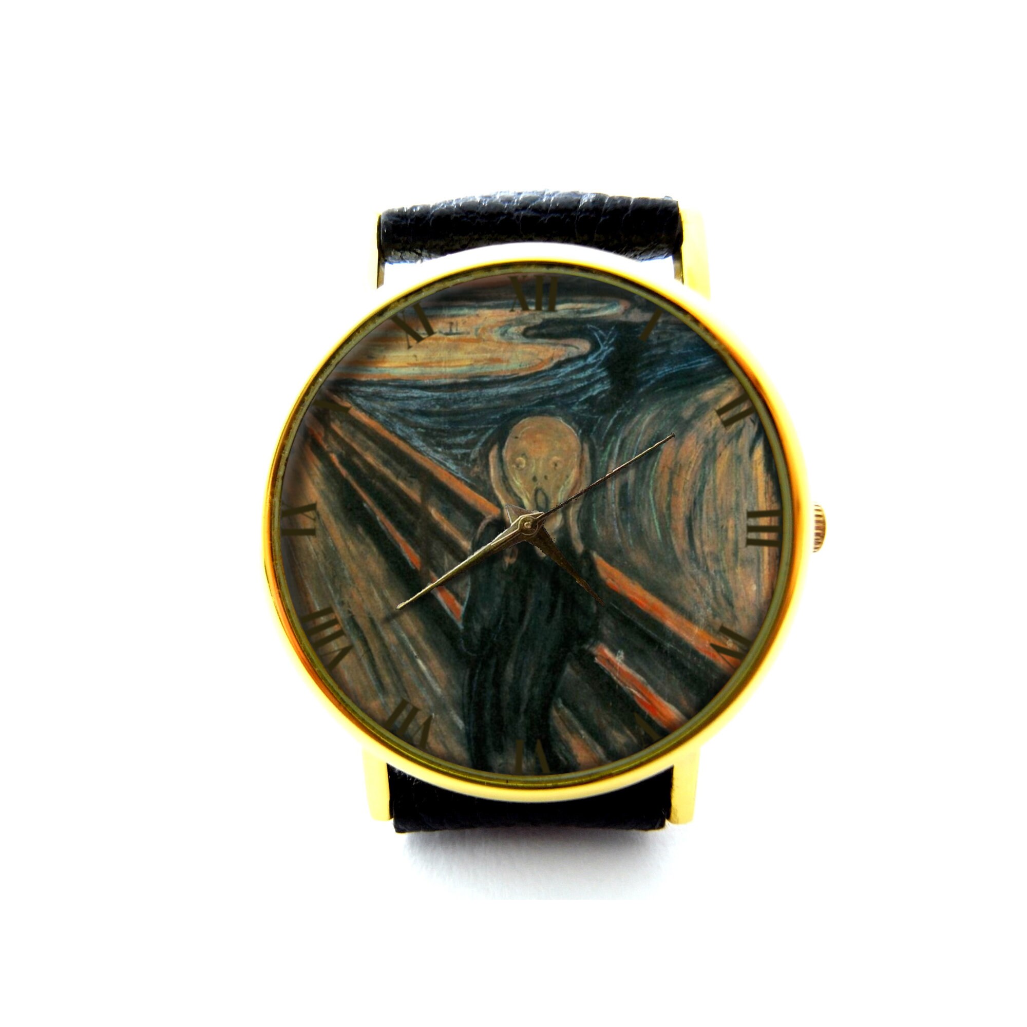 Edvard Munch "The Scream" Art Leather Watch, Art Ladies Watch, Unisex Watch, Fine Art Jewelry