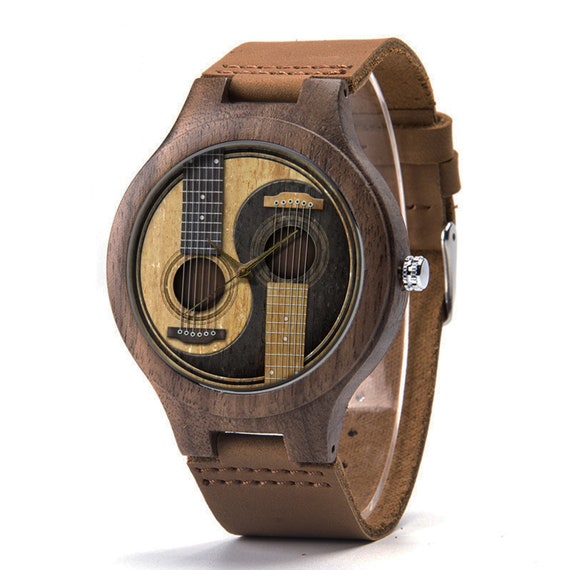 Guitar Classic Vintage Wood Leather Watch, Guitar Wood Watch, Music Wood  Watch, Man Size Watch, Guitar Jewelry