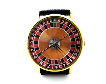 Roulette Leather Watch, Game Watch, Unisex Watch, Winnings Watch, Money Watch, Casino Watch