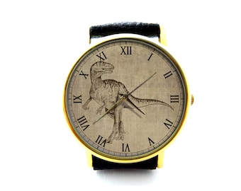 Dinosaur Leather Watch, Velocisaurus Watch, Unisex Watch, Ladies Watch, Mens Watch