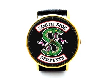 Reloj de cuero de las serpientes del lado sur, reloj de las damas del lado del lado del sur, reloj unisex, joyería de las serpientes del lado del sur