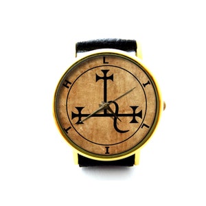Sigil of Lilith Leather Watch, Ritual Watch, Unisex Watch, Occult Watch, Sigil of Lilith Jewelry