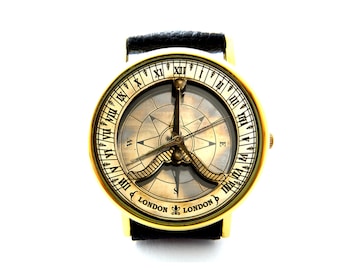 Compass Leather Watch, Vintage Compass Watch, Antique Compass Watch, Compass Watch, Ladies Mens Watch, Compass Jewelry, Pattern 1