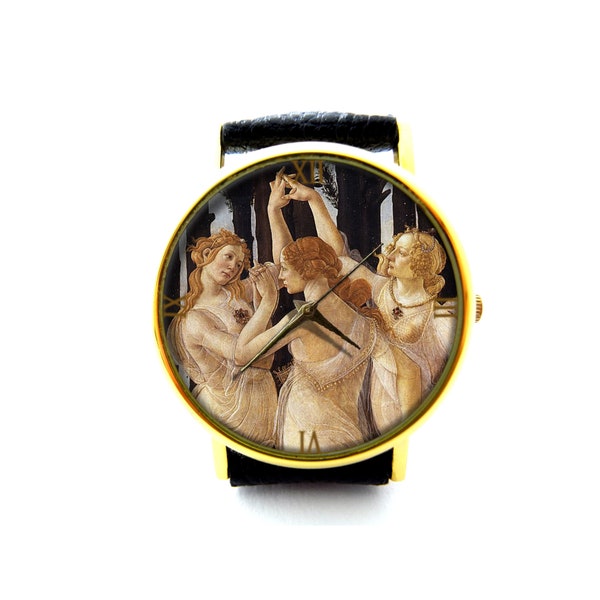 Botticelli’s Three Graces Leather Watch, Botticelli Art Watch, Three Graces Watch, Romantic Gift Jewelry, Lovers Gift