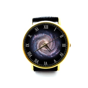 Galaxy Leather Watch, Space Watch, Universe Watch, Astronomy Watch, Milky Way Watch, Women&#39;s Watch, Galaxy Space Jewelry