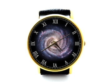 Galaxy Leather Watch, Space Watch, Universe Watch, Astronomy Watch, Milky Way Watch, Women's Watch, Galaxy Space Jewelry