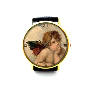 Sistine Madonna Angels Leather Watch, Angels Ladies Watch, Unisex Watch, Angels Jewelry