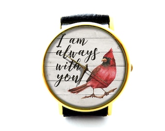 I Am Always With You Leather Watch, Memorial Watch, Unisex Watch, Vintage Style Watch, Memorial Jewelry