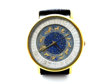 Orologio in pelle con segni zodiacali, orologio unisex, orologio da donna, orologio con costellazioni zodiacali, orologio astronomico, orologio con stelle