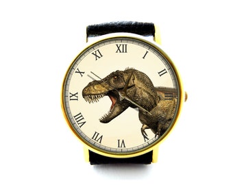 Dinosaur Leather Watch, T-Rex Watch, Unisex Watch, Ladies Watch, Mens Watch, Dinosaur Jewelry