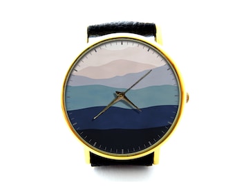 Mountain Art Leather Watch, Mountain Art Ladies Watch, Unisex Watch, Mountain Art Jewellery