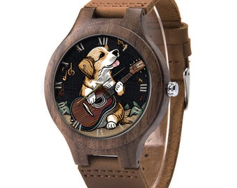 Dog Art Mechanical Leather Wrist Watch - Etsy display picture 1
