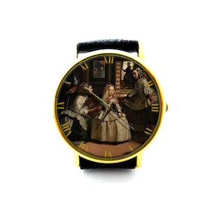Las Meninas Leather Watch, Diego Velazquez Art Watch, Fine Art Watch, Unisex Watch, Las Meninas Jewelry