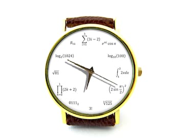 Reloj de cuero con ecuaciones y notaciones matemáticas, reloj para mujer  con ecuaciones matemáticas, reloj unisex, joyería con ecuaciones