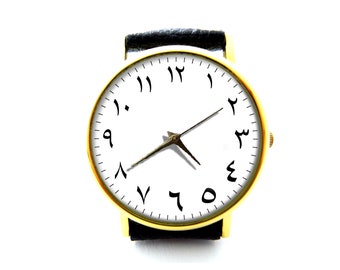 Arabic Numerals Leather Watch, Numbers Ladies Watch, Unisex Watch, Minimalist Jewelry, Gift Ideas