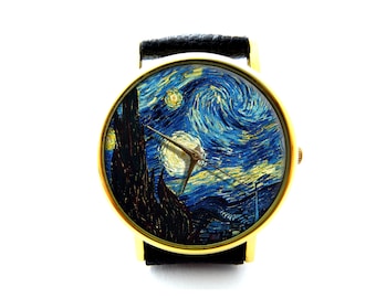 Van Gogh Leather Watch, Starry Night Watch, Starry Night, Art watch, Unisex Watch, Ladies Watch, Mens Watch, Pattern 2